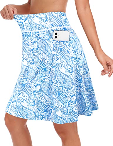 Fulbelle Skorts Skirts for Women Dressy Women Golf Skirt 20 Casual Tennis Skort with 3 Pockets Paisley Blue Large - Image 3