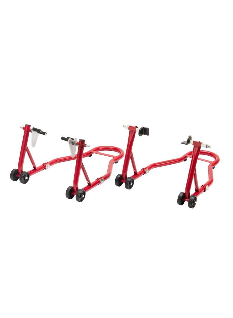 LAWAZIM Front and Rear Motorcycle Stands - 2 Piece - Adjustable Paddock Lift Stand Set, Swingarm Spool Paddock Stands for Chain Maintenance, Tire Cleaning, & Storage - Compatible with Most Motorcycles - Image 1