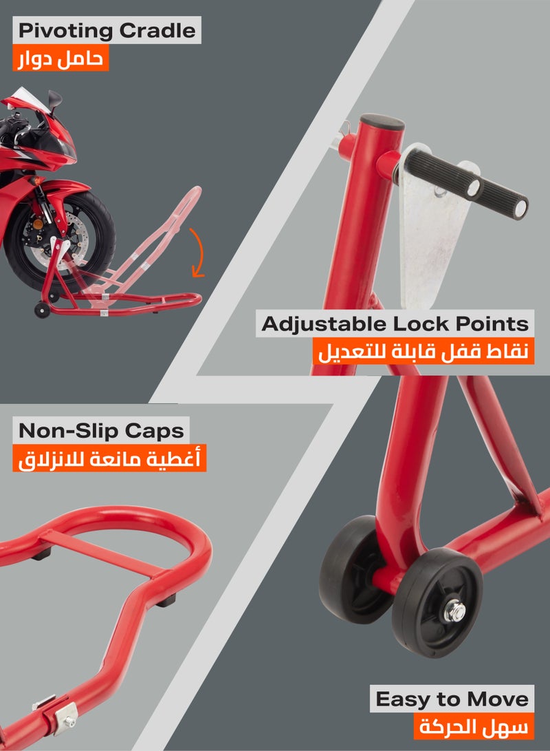 LAWAZIM Front and Rear Motorcycle Stands - 2 Piece - Adjustable Paddock Lift Stand Set, Swingarm Spool Paddock Stands for Chain Maintenance, Tire Cleaning, & Storage - Compatible with Most Motorcycles - Image 4