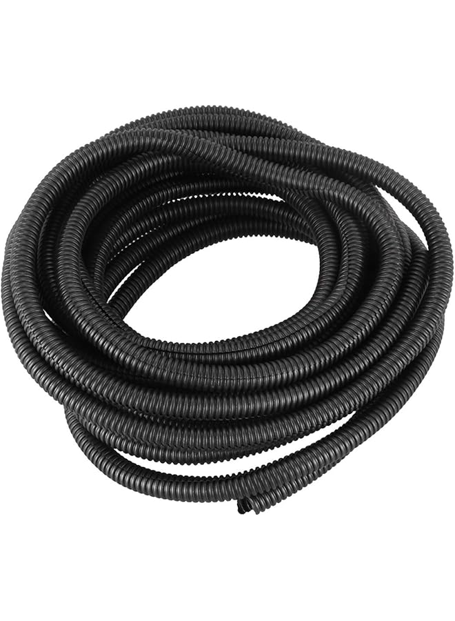 promass 1/4ID Split Wire Loom Corrugated Tubing 10M PE Plastic Bellows Pipe Hose Preservative Flexible Tube Black Protector Prevent Chewing for Electric Conduit Liquid Cable Cover Sleeve - Image 1