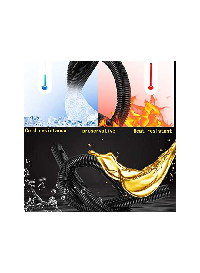 promass 1/4ID Split Wire Loom Corrugated Tubing 10M PE Plastic Bellows Pipe Hose Preservative Flexible Tube Black Protector Prevent Chewing for Electric Conduit Liquid Cable Cover Sleeve - Image 4