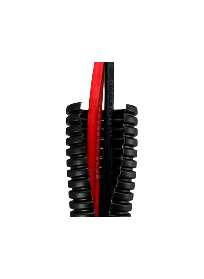 promass 1/4ID Split Wire Loom Corrugated Tubing 10M PE Plastic Bellows Pipe Hose Preservative Flexible Tube Black Protector Prevent Chewing for Electric Conduit Liquid Cable Cover Sleeve - Image 3