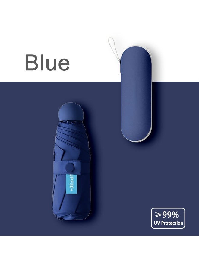Generic 99% UV Protection Pocket Umbrella Ultralight Mini Capsule Umbrella With 12 Durable Ribs Windproof  Sun Protection for Commuting, Travel, Outdoors (Blue)  - Image 1