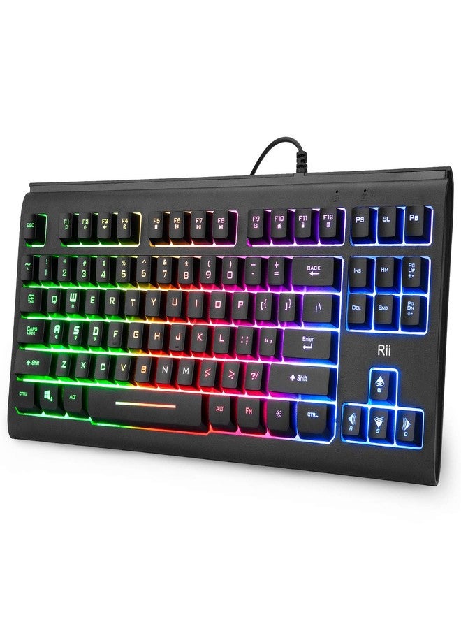 Rii Primer RGB Gaming Keyboard RK104,Backlight Keyboard,Small Compact 87 Keys Computer Keyboard for Windows PC Laptop Desktop - Image 1