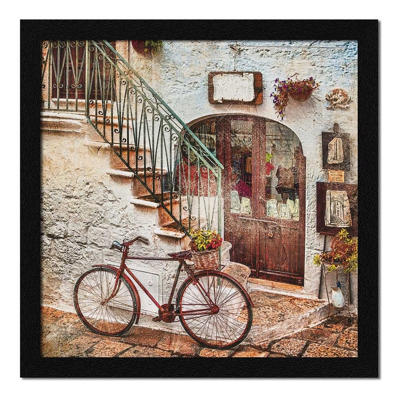 ArtX Paper Vintage City Street Wall Painting For Wall Decoration Wall Painting For Living Room Multicolor Abstract 13X13 in Set of 1