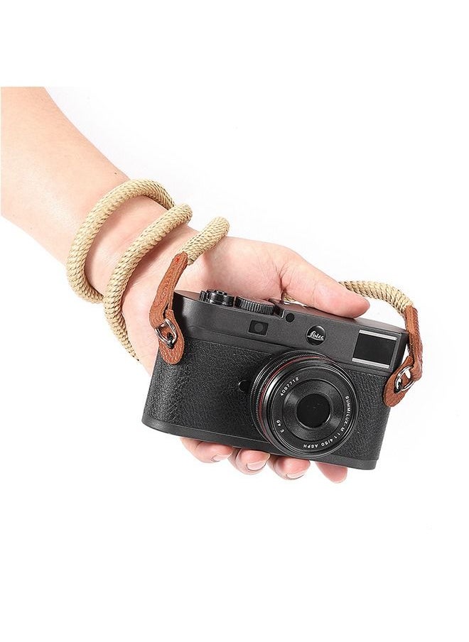 Camera Carrying to Weave Wrist Strap, Adjustable Leather Nylon Camera Storage Safety Handstrap, Shock Absorbing Camera Shoulder Strap (Off White)