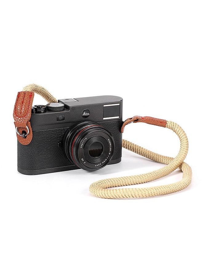 Camera Carrying to Weave Wrist Strap, Adjustable Leather Nylon Camera Storage Safety Handstrap, Shock Absorbing Camera Shoulder Strap (Off White)