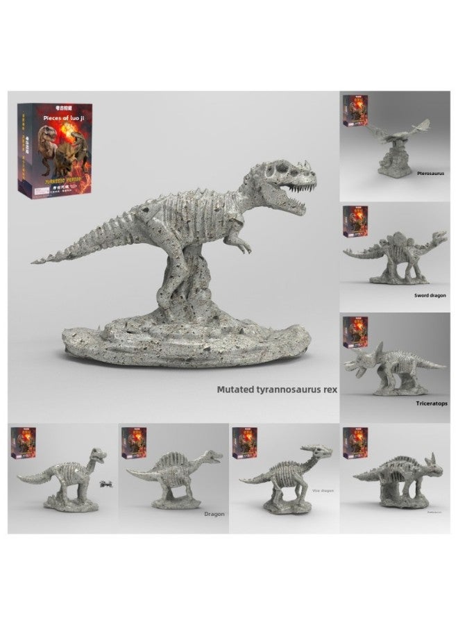 Archaeological Toys Bronze Ware Sanxingdui Assembled Big Dinosaur Gem Digging Treasure Museum Science And Education Children's Educational-Color:Boxed Extra Large Flower Fairy Ye Luoli B Series 6 Random (Color Box Tools) - Image 4