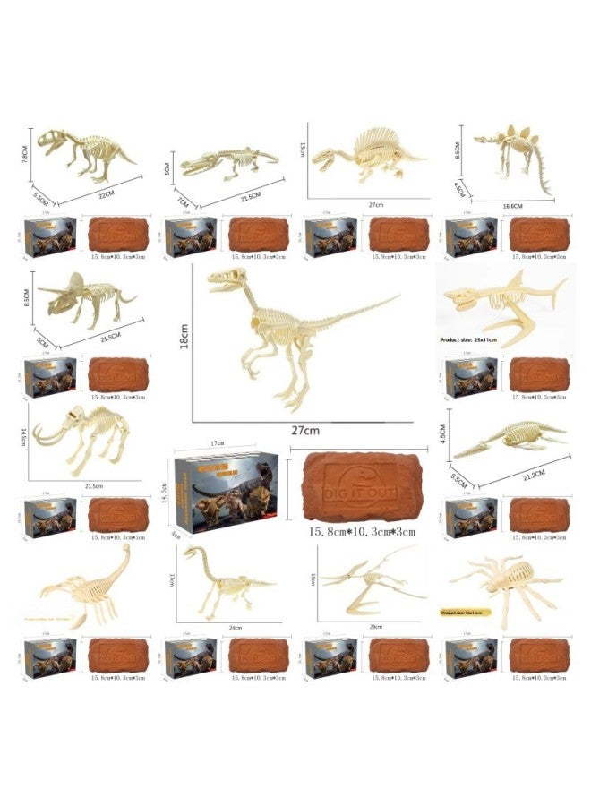 Archaeological Toys Bronze Ware Sanxingdui Assembled Big Dinosaur Gem Digging Treasure Museum Science And Education Children's Educational-Color:Boxed Extra Large Flower Fairy Ye Luoli B Series 6 Random (Color Box Tools) - Image 3