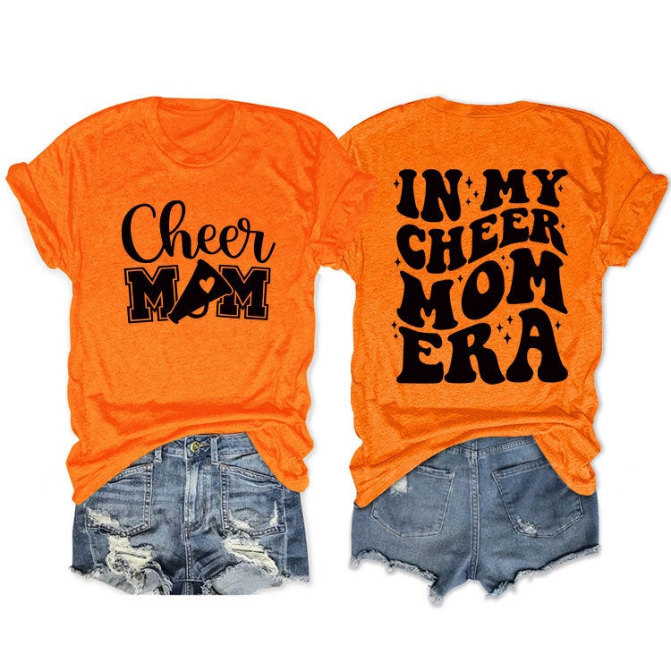 Round Neck Double-Sided Printed T-Shirt In My Cheer Mom Era Casual Plus Size Comfortable New Short Sleeve - Image 1