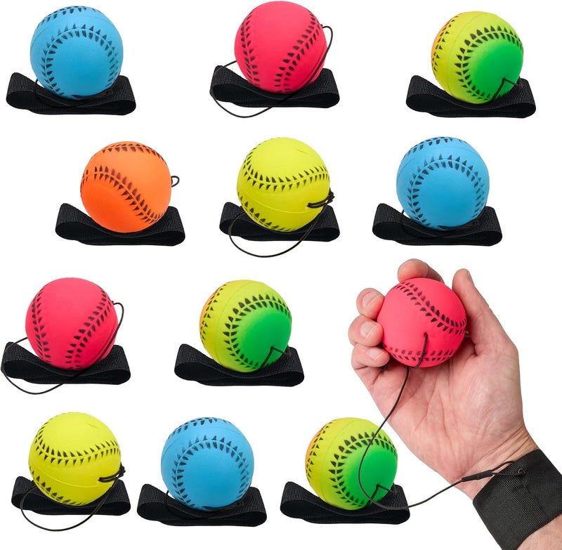 Playbees Wrist Baseballs Neon Reactive - 12 Pack - Practice Sports Balls for Fun Outdoor Activity for Kids - Spring Training, Party Favor, Baseball Season Gift, Sports Team Party Bag Filler - Image 1