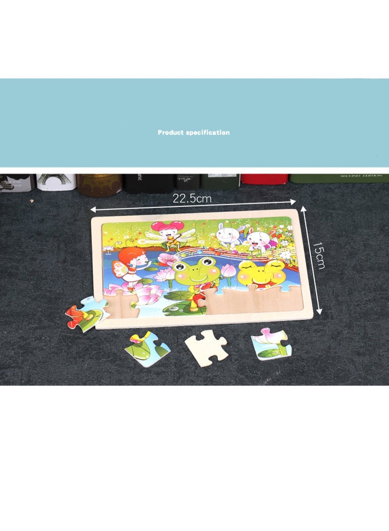Children's Educational Wooden Cartoon Series Jigsaw Puzzles Suitable Gift Bag Pack - Image 4