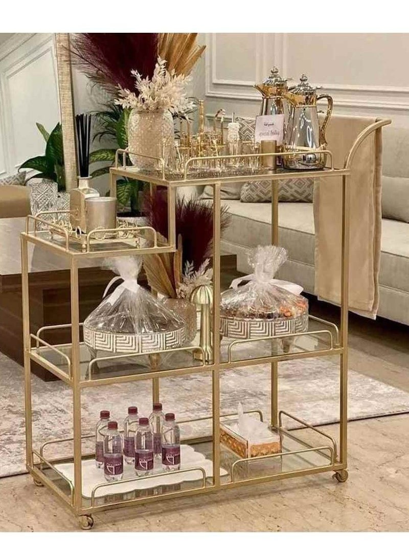 Generic Gold Iron Serving Trolley - 80 x 30 x 90 cm 