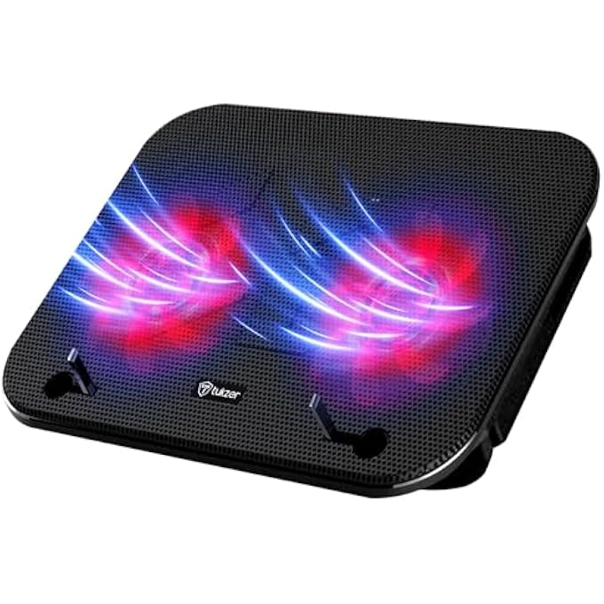 tuKZer LAPTOP COOLING PAD, PORTABLE SLIM QUIET USB POWERED GAMING COOLER STAND CHILL MAT| 2-RED-LED FANS| USB POWERED| 2-VIEWING ANGLES |10-TO-15.6-INCH NOTEBOOK MACBOOK - Image 1