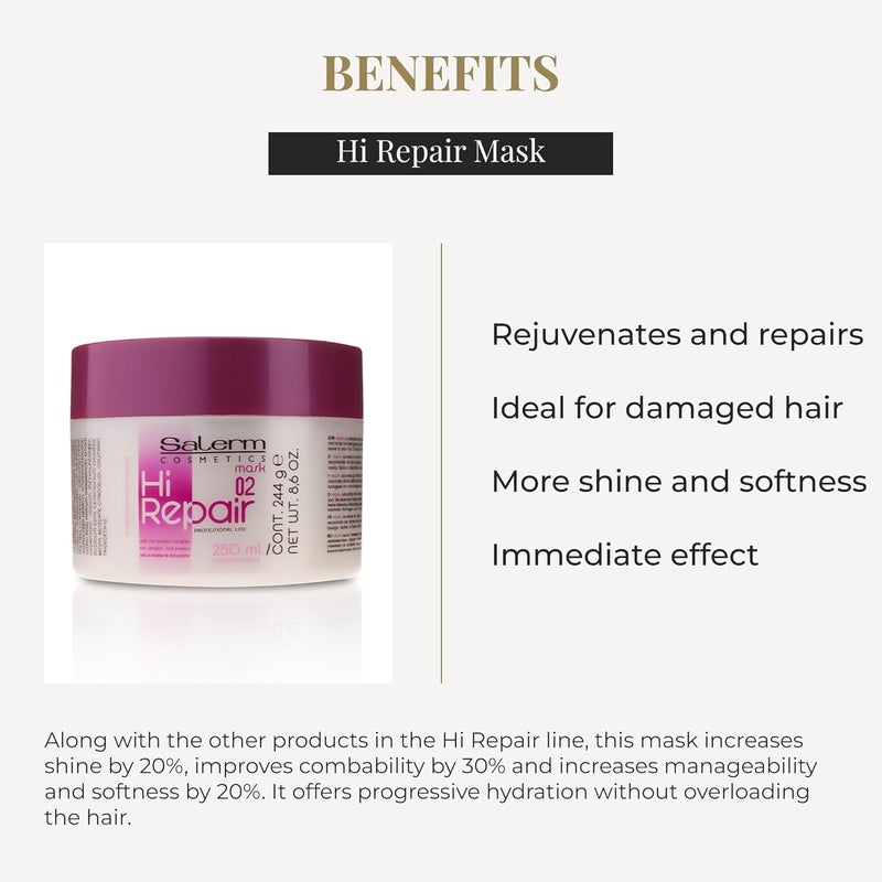 Salerm Cosmetics Hi Repair Hair Mask 250ml - Professional Hair Treatment - Image 3