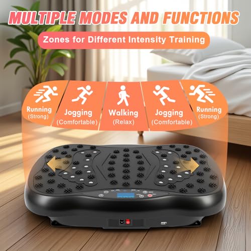 ALSO GO Vibration Plate Exercise Machine, 120-Level & 3 Workout Modes Vibration Board for Weight Loss/Lymphatic Drainage, 400lbs Capacity with Resistance Bands, Full Body Platform for Home Fitness - Image 4