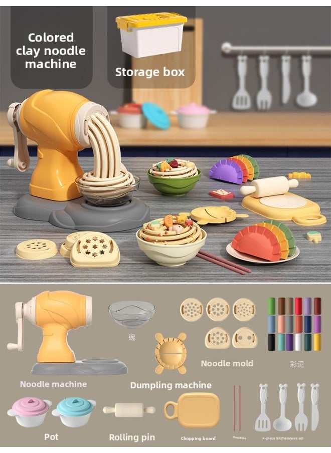 Generic - Kids Ice Cream Noodle Maker Cake Toy Rubber Color Mud Mold Clay Mold Girl's Toy Suit-Color:See Description For Details-Specifications:Storage Box/noodle Machine Set/with 30 Colored Mud - Image 1