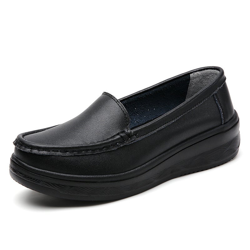 Nurse Shoes Work Shoes Women'S Soft Bottom Leather Shoes Pregnant Women'S Shoes White Shoes Women'S Autumn New Platform Slip-On Women'S Shoes - Image 1