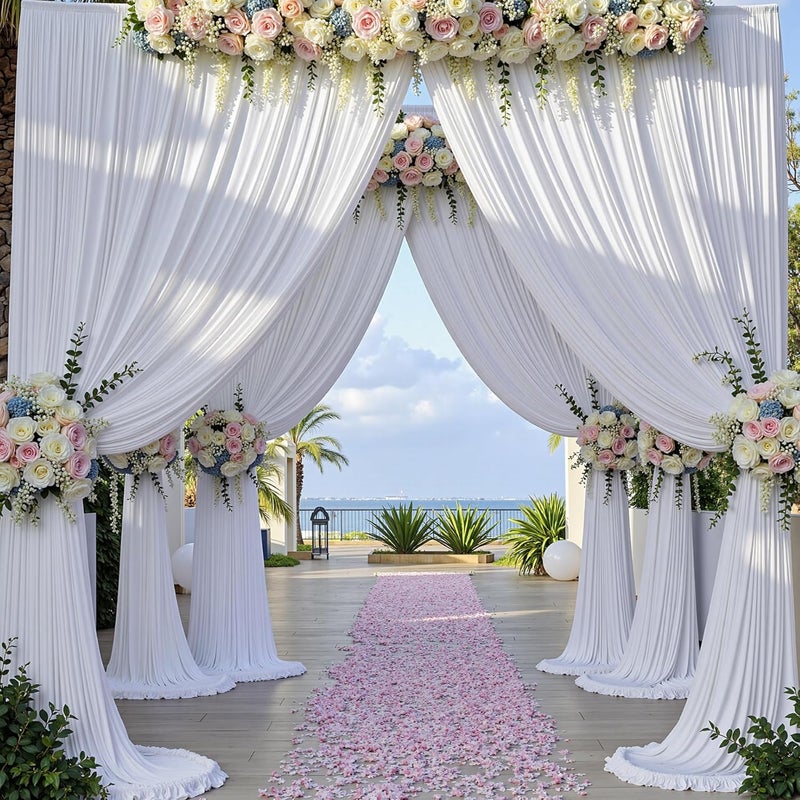 NSSONBEN 40×12ft White Wrinkle Free Backdrop Curtain, Soft Silky Easy to Drape Wedding Drapes for Backdrop, 8 Panels 12 ft Long Backdrop Curtains for Parties Birthday Baby Shower Photo Photography Background - Image 2