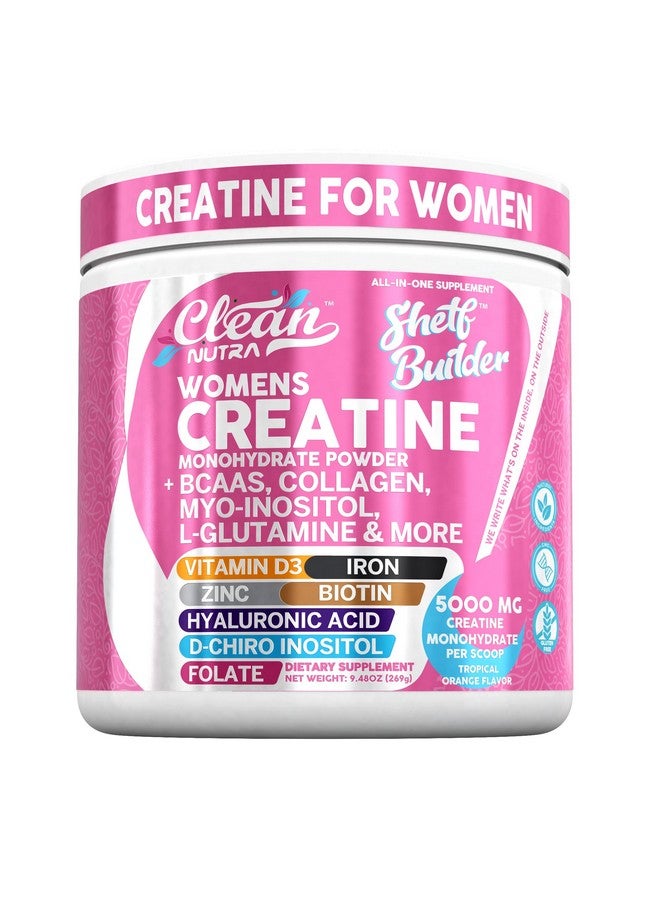 Clean Nutraceuticals Creatine for Women | Creatine Monohydrate + BCAA Powder Myo-Inositol Collagen Biotin Hyaluronic Acid Folate L Glutamine Vitamin D3 Iron Zinc D-Chiro-Maca Digestion Shelf Builder by Clean Nutra - Image 1