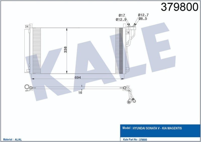 Air Conditioning Condenser Hyundai Sonata V Magentis (Buy) (693X341X16)