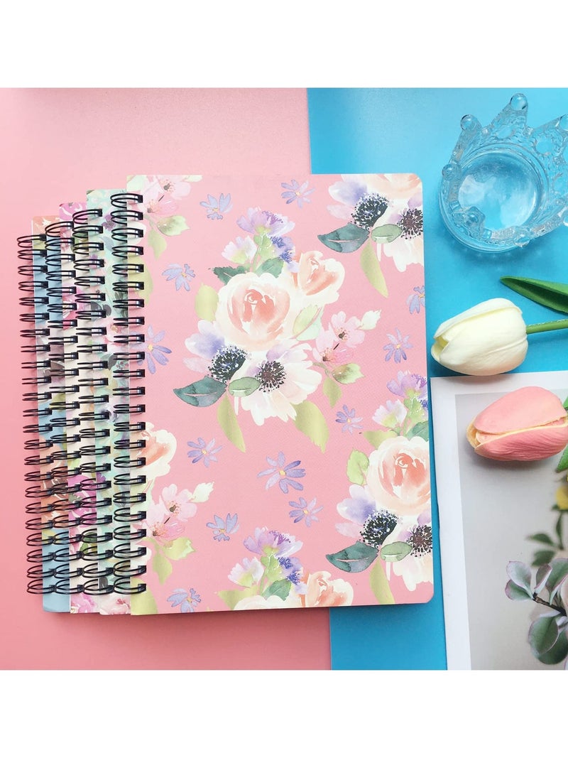 Generic Spiral Notebooks for Women, 4 Pack Cute journals 6 × 8 Inch, A5 Size Hardcover Flower Notebooks School Supplies, College Ruled, Inner Pocket, 80 Sheets/160 Pages  - Image 5