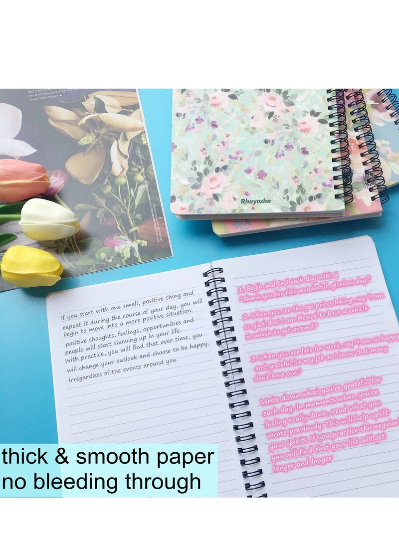 Generic Spiral Notebooks for Women, 4 Pack Cute journals 6 × 8 Inch, A5 Size Hardcover Flower Notebooks School Supplies, College Ruled, Inner Pocket, 80 Sheets/160 Pages  - Image 4