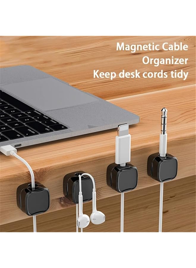 promass 6 Pack Magnetic Desk Cable Clips Management, Hide Phone Charging Cable Keeper, Strong Adhesive Wire Charger Holder for Nightstand, Kitchen Appliances, Office Supplies (Black) - Image 2