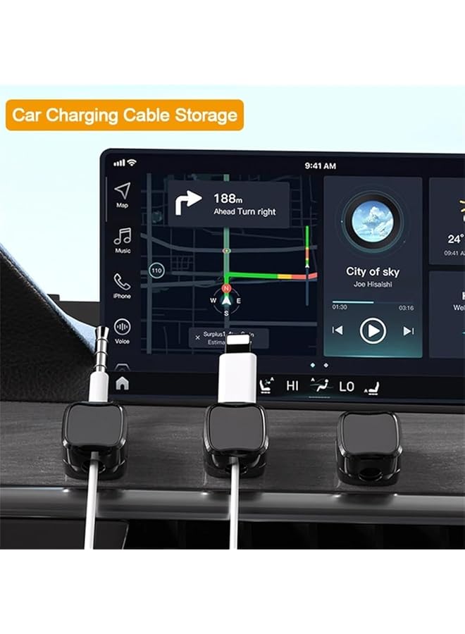promass 6 Pack Magnetic Desk Cable Clips Management, Hide Phone Charging Cable Keeper, Strong Adhesive Wire Charger Holder for Nightstand, Kitchen Appliances, Office Supplies (Black) - Image 5