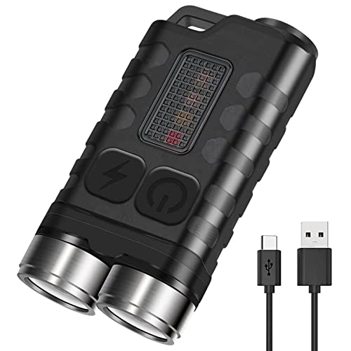 BORUIT V3 Small Powerful EDC Flashlight with Red UV Blue Light,High Lumens 900LM USB-C Rechargeable Mini Pocket Keychain Flashlight-12 Modes,IP65 Waterproof,Tail Magnet(Black) - Image 1