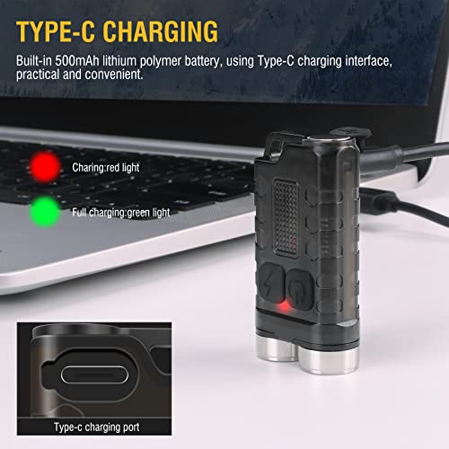 BORUIT V3 Small Powerful EDC Flashlight with Red UV Blue Light,High Lumens 900LM USB-C Rechargeable Mini Pocket Keychain Flashlight-12 Modes,IP65 Waterproof,Tail Magnet(Black) - Image 5