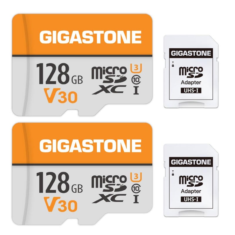 GIGASTONE 128GB Micro SD Card 2Pack A1 V30 4K Video Recording Compatible with Security Camera Dash cam Drone 95MBs MicroSDXC Memory Card UHSI Class 10 with 2 SD Adapter - Image 2