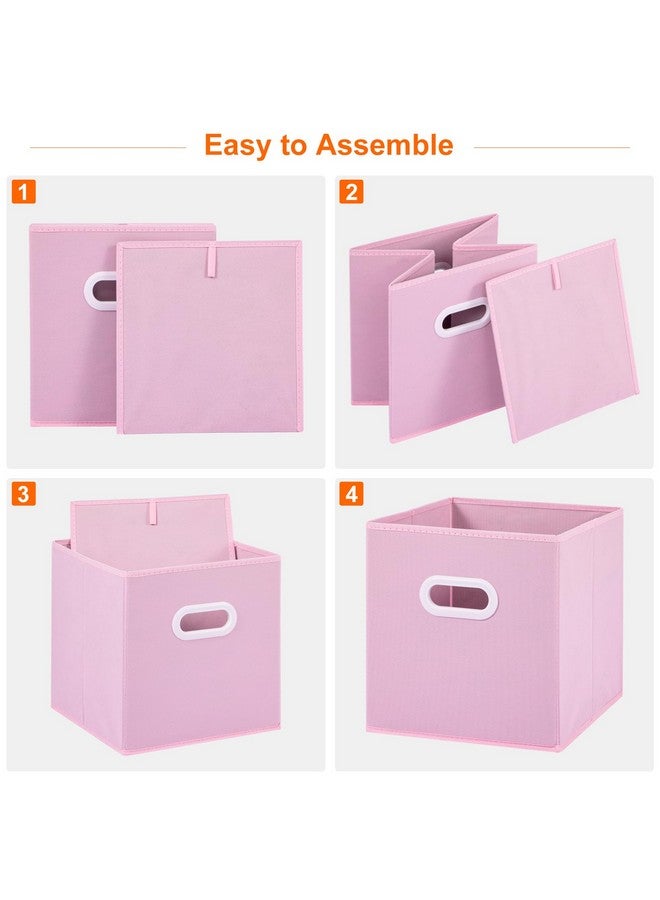 Stero Fabric Storage Cubes Bins, 13 inch Fun Colored Foldable Storage Baskets with Dual Plastic Handle for Home, Kids Room, Closet and Toys Organization, Multi Colored, Set of 6 - Image 3