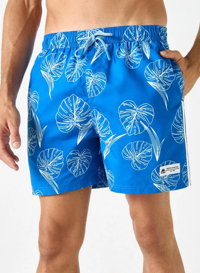 Kappa All-Over Print Swim Shorts with Drawstring Closure