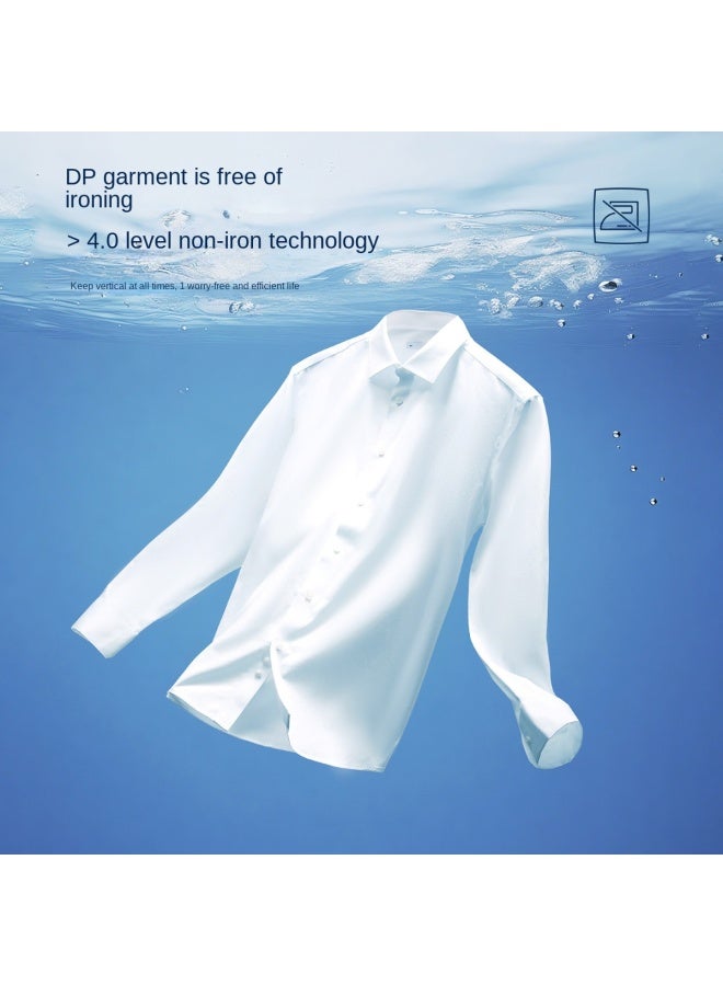 HLA قميص رسمي للرجال بأكمام طويلة مع ياقة، مقاوم للكي وسهل العناية، 25 ربيع وخريف، يمتص الرطوبة ويجف بسرعة - Image 4