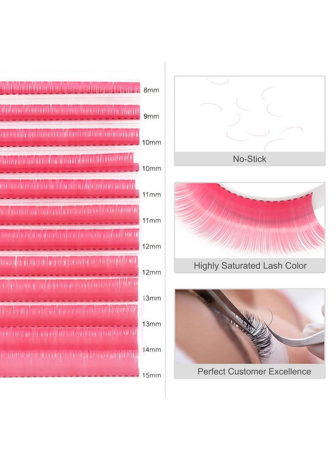 MERETON 12 Rows Colored Lash Extensions Pink 0.07Mm D Curl 815Mm Mixed Length Color Lashes Extension Individual Single Classic Eyelash Extensions - Image 5
