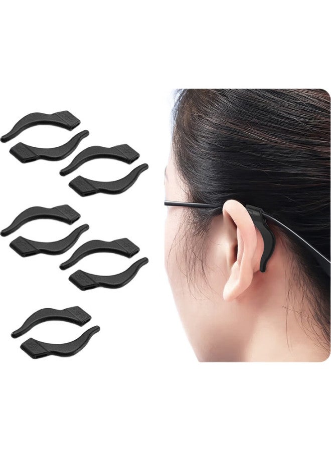 Boshide Glasses Anti-Slip Ear Hooks Anti-Slip Holder Adjustable Ear Hooks Black Large Size - Pack Of 5 - Image 1