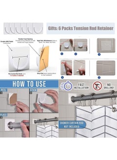 Premify Adhesive Shower Curtain Rod Tension Holder, 2 Pieces Adhesive Wall Mounted Shower Rods Holder Drill-Free Install, Adhesive Rod Mount Retainer, No Drilling, Not Include Shower Curtain Rod  - Image 5