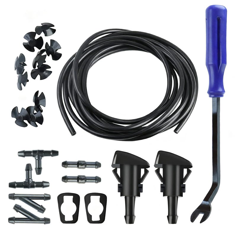winterrock 22PCS Windshield Washer Hose Kit 4M Washer Fluid Hose6PCS Hose Connectors2PCS Windshield Washer Nozzle Connect Car Water Pump and Nozzles Universal for Windshield Fluid Tubing - Image 3