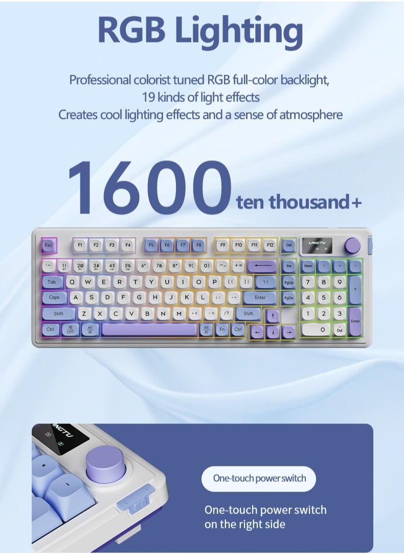 LANGTU - L98 Tri-Mode Bluetooth Wired Wireless Keyboard E-sports Game Office Silent Film Keyboard Mechanical Gamer Keyboard - Image 1