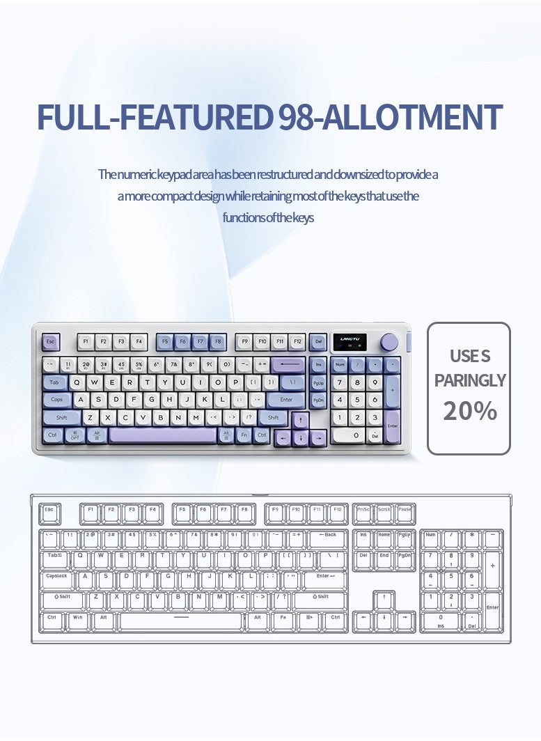 LANGTU - L98 Tri-Mode Bluetooth Wired Wireless Keyboard E-sports Game Office Silent Film Keyboard Mechanical Gamer Keyboard - Image 1