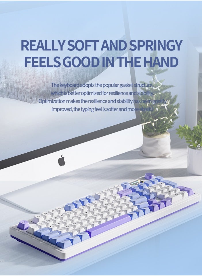 LANGTU - L98 Tri-Mode Bluetooth Wired Wireless Keyboard E-sports Game Office Silent Film Keyboard Mechanical Gamer Keyboard - Image 1