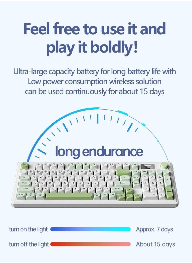 LANGTU - L98 Tri-Mode Bluetooth Wired Wireless Keyboard E-sports Game Office Silent Film Keyboard Mechanical Gamer Keyboard - Image 1