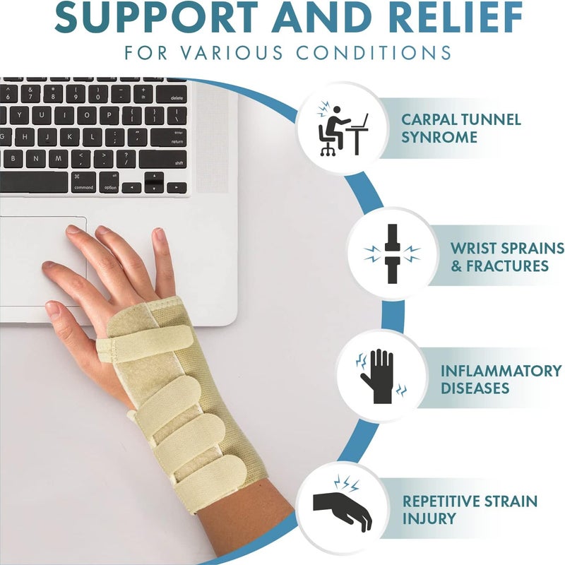 Actesso TriWeave Wrist Support Splint Brace Relieves Pain from Carpal Tunnel Fractures Sprains and Joint Pain Beige Medium Left - Image 4