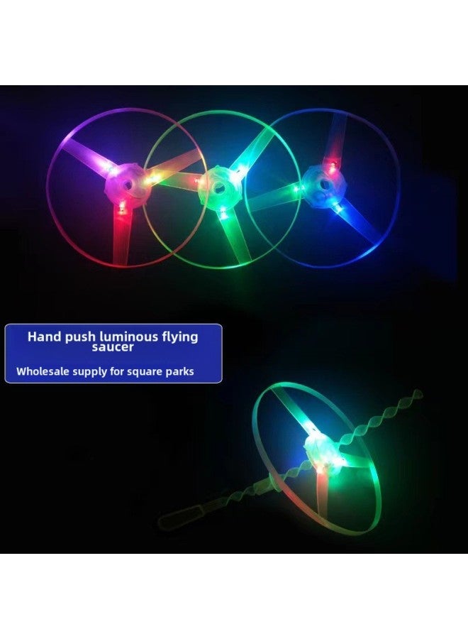 Pull Wire Flying Saucer Luminous Flying Saucer UFO Large Frisbee Pull Wire Flash Toy Flash Frisbee Children's Toy Wholesale-Color:Luminous Hand Push UFO - Image 1