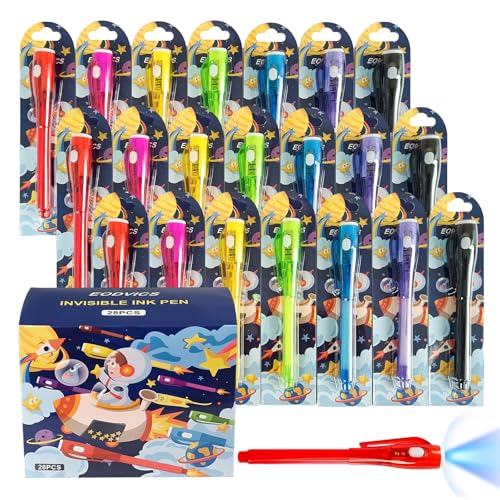 EODVICS 28 Pack Upgraded Invisible Ink Spy Pen with UV Light Individually Wrapped Bulk Magic Marker for Secret Messages Birthday Party Favors Classroom Prizes Toys Gifts for Kids Ages 3 - Image 1