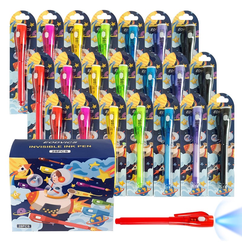 EODVICS 28 Pack Upgraded Invisible Ink Spy Pen with UV Light Individually Wrapped Bulk Magic Marker for Secret Messages Birthday Party Favors Classroom Prizes Toys Gifts for Kids Ages 3 - Image 2