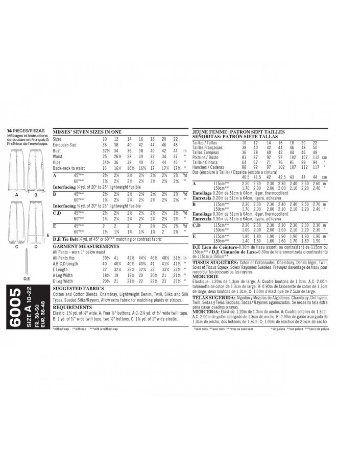 New Look Sewing Pattern 6005 Misses' Pants, Size A (10-12-14-16-18-20-22), White - Image 2