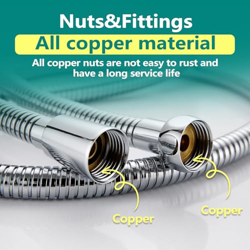 TRIPHIL Kink-free Shower Hoses Extra-long for Handheld Showerhead Hose Replacement Flexible Metal Shower Tube Extension Anti-twist 2 Brass Connectors Stainless Steel Sleeve Chrome 79 Inches - Image 4