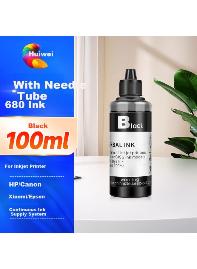 Huiwei Hewlett Packard Hp 680 Ink Cartridge Ink Suitable For Hp 3636 3638 3776 5088 2677 3630 3838 3777 5078 Inkjet Printer Ink 100ml Black Refill Ink - Image 1